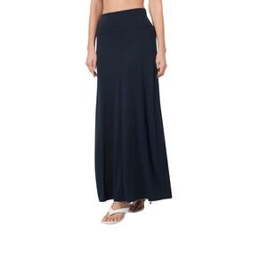 Zenana Midnight Navy Wlde- Waisted Maxi Skirt , Size Small